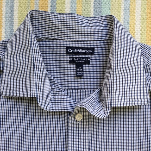 ⭐ Croft & Barrow Easy Care Classic Fit plaid dress shirt size 16.5 34/35 - Picture 2 of 8
